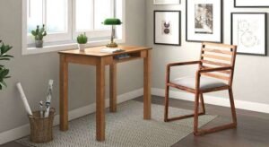 Engineered Wood Study Table In Walnut Finish with Sleek Top