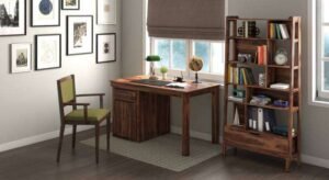 Solid Wood Bookshelf In Teak Finish