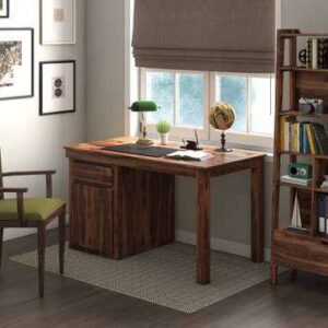 Solid Wood Bookshelf In Teak Finish