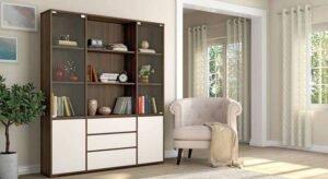 Bookshelf with Glass Door for Study Room Decor
