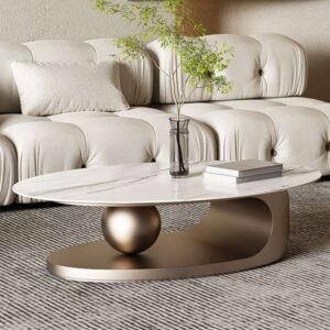 Silver Centre Table for Home in White Top