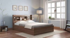 Queen Size Box Storage Bed In Classic Walnut Finish | Teak Wooden Bed for Storage Solution