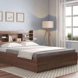 Queen Size Box Storage Bed In Classic Walnut Finish | Teak Wooden Bed for Storage Solution