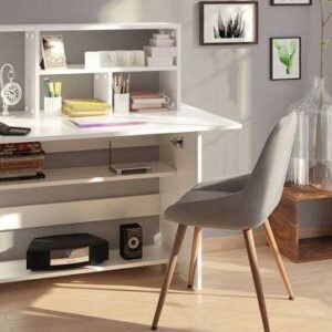 Bookshelf with Study Table – White Studying Table for Kids and Students with Storage Solutions