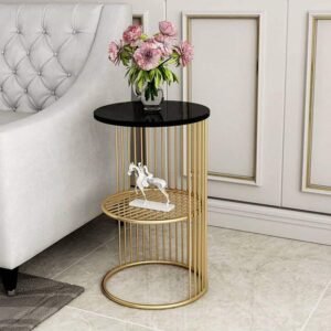 Black Round Coffee Table for Living Room
