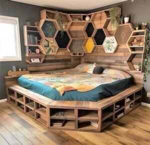Unique King Size Bed for Luxury Look | Low Floor Wooden Bed