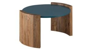 Solid Wood Coffee Table for Living Room | Round Tuffened Glass Top Center Table for Living Room | Teapoy Tea Table Design for Rich Look