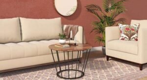 Modern Wood Coffee Table in Matt Black Base