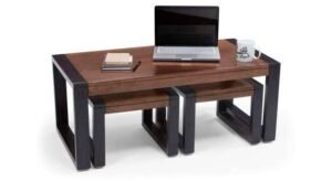 Rectangular Solid Wood Coffee Table In Two Tone Finish