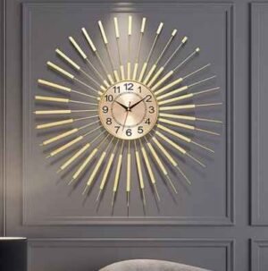 Golden Sun Metal Wall Clock