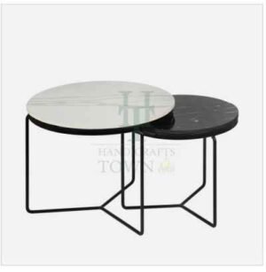 Minimalist Nesting Tables with Marble Top