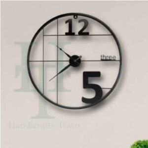 Alphabetic Metal Round Wall Clock (Black)