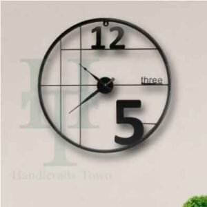 Alphabetic Metal Round Wall Clock (Black)