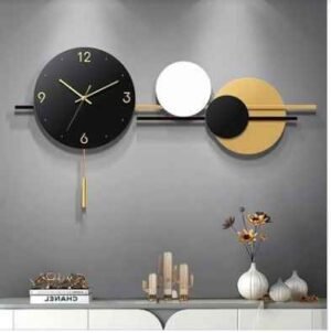 Nexus Black And Golden Circle Metal Wall Clock