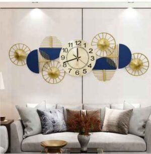 Yulia Blue & Golden Metal Wall Clock