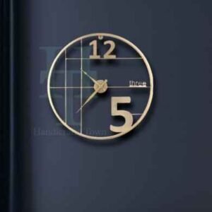 Alphabetic Metal Round Wall Clock (Gold)