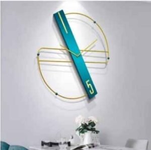 Blue & Golden Abstract Metal Wall Clock