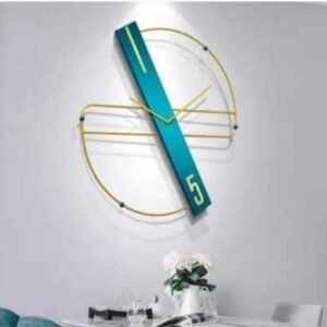 Blue & Golden Abstract Metal Wall Clock
