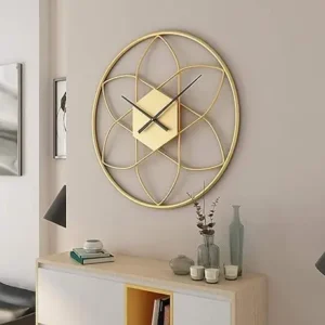 Golden Iron Flower Metal Wall Clock