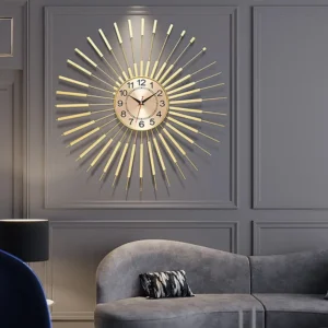 Golden Sun Metal Wall Clock